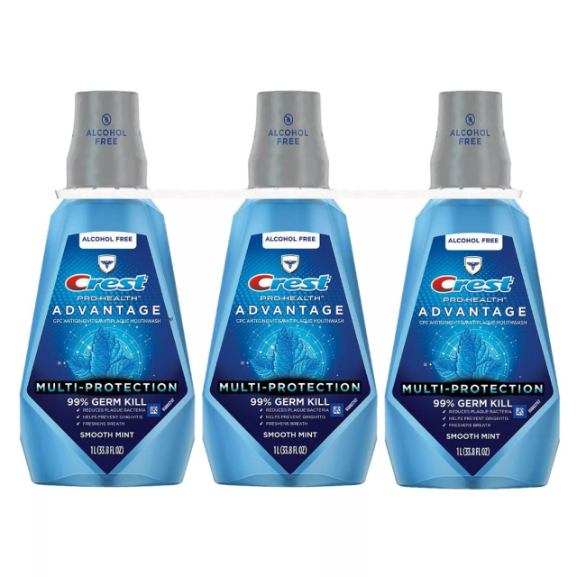 Crest Pro-Health Advantage Mouthwash, Alcohol Free, Multi-Protection, Smooth Mint